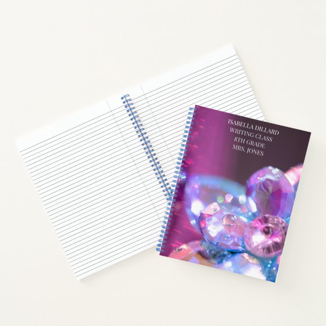  Mystical Blue Violet Jewels Class Student  Notebook (Inside)