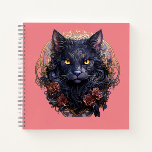 Mystical Bohemian Black Cat Notebook