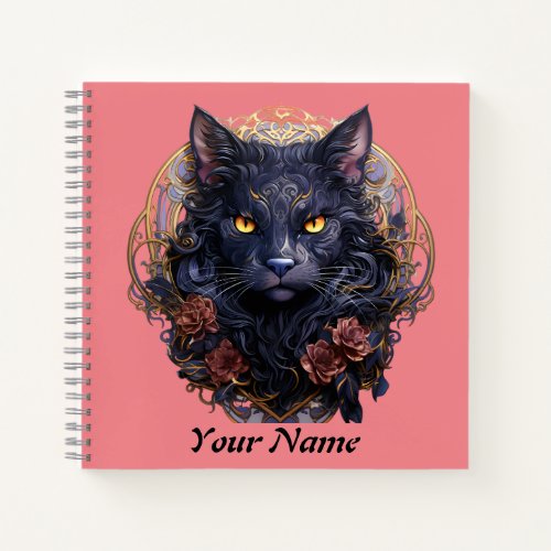 Mystical Bohemian Black Cat Notebook