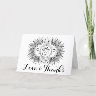 Mystical Boho Celestial Sun & Moon Handfasting Letterpress Thank You Card