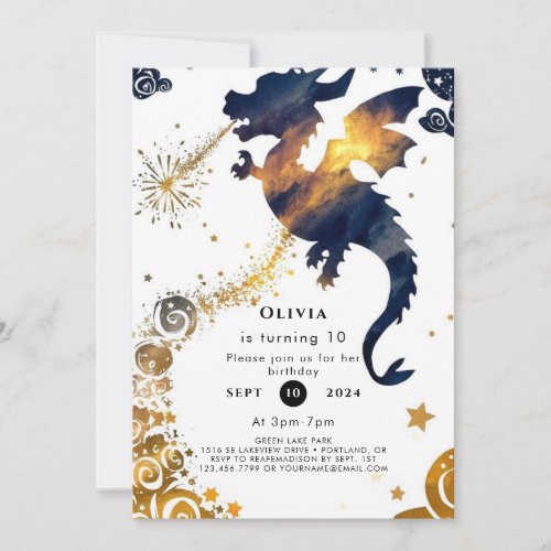 Mystical Boho Dragon Birthday Invitation