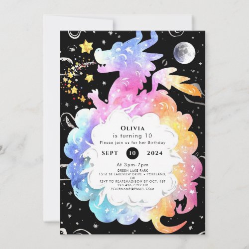 Mystical Boho Dragon Birthday Invitation