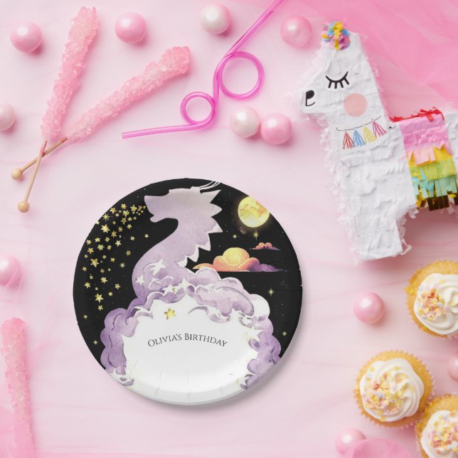 Mystical Boho Dragon Birthday Paper Plates (Party)