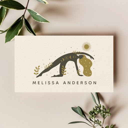 Customizable Mystical Boho Holistic Yoga Wellness Teacher Business Card