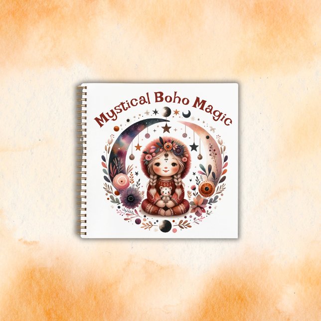 Mystical Boho Magic Brown Text on White | Notebook (Creator Uploaded)