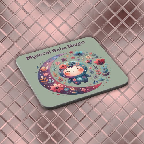 Mystical Boho Magic Maroon  Beverage Coaster