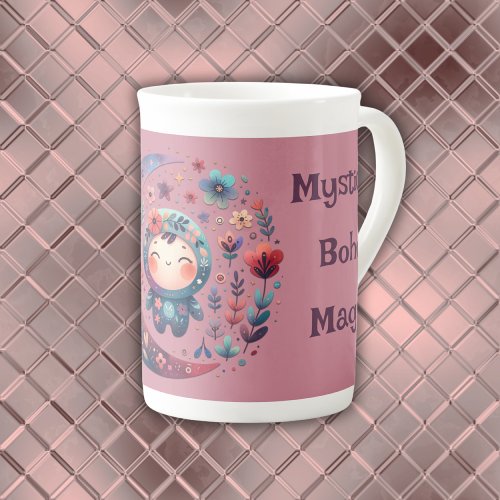Mystical Boho Magic Maroon  Bone China Mug