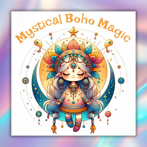 Mystical Boho Magic Orange Text on White  Poster