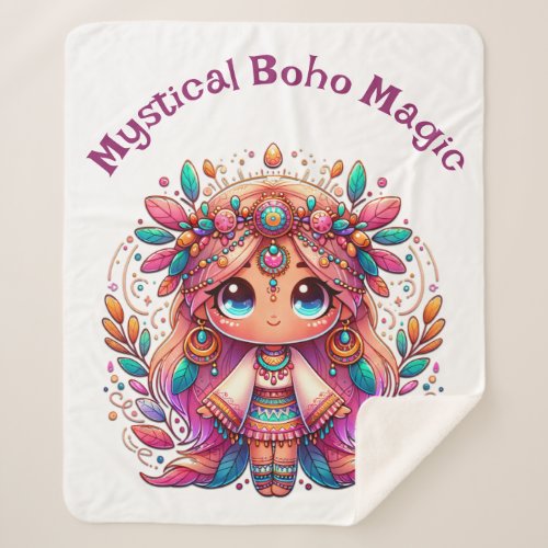 Mystical Boho Magic Plum Text on White  Sherpa Blanket