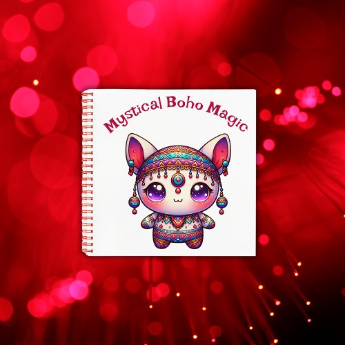 Mystical Boho Magic Red Text on White  Notebook