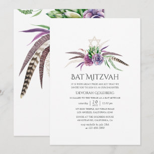 Mystical Boho Succulents Bat Mitzvah Invitation