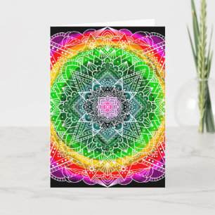Mystical Boldly Colored Color Burst Mandala Card