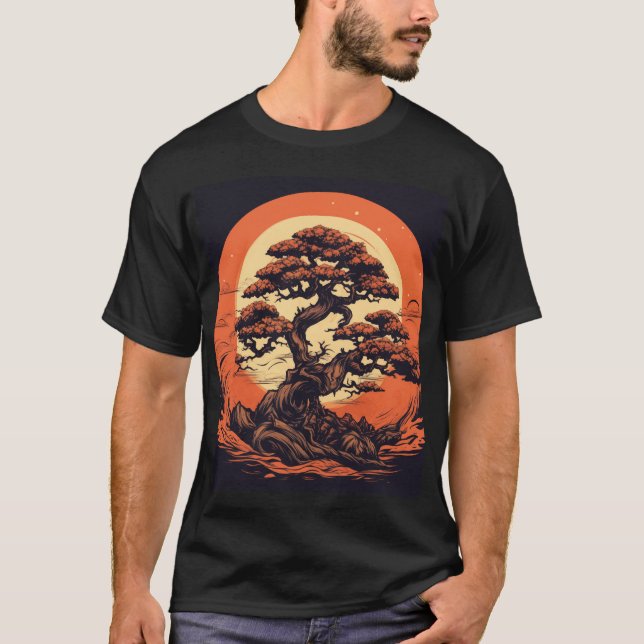 Mystical Bonsai: Pen and Ink Circle Design Tee (Front)