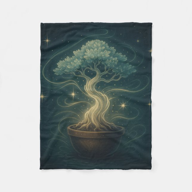 Mystical Bonsai Spirit Throw Blanket – Enchanted  (Front)