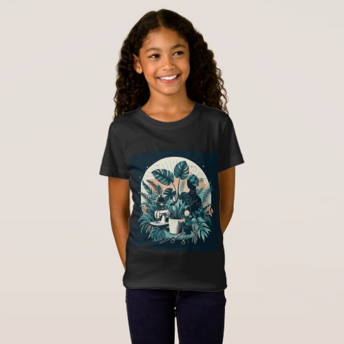 Mystical Botanical Elegance Girls T_Shirts