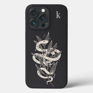 Mystical Botanical Snake Illustration Monogram iPhone 13 Pro Case