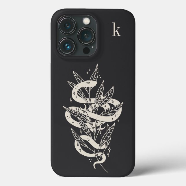 Mystical Botanical Snake Illustration Monogram Case-Mate iPhone Case (Back)