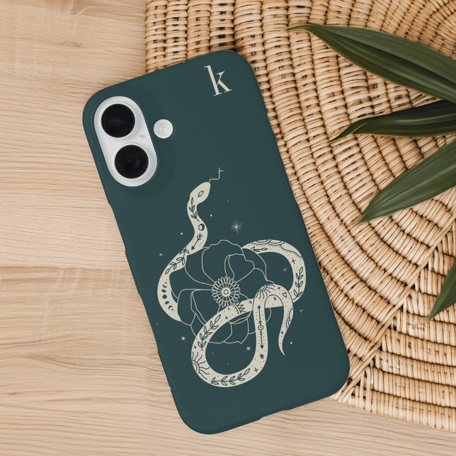 Mystical Botanical Snake Illustration Monogram Case-Mate iPhone Case (Creator Uploaded)