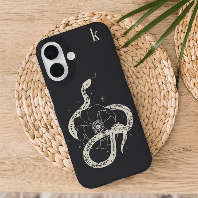 Mystical Botanical Snake Illustration Monogram Case-Mate iPhone Case (Creator Uploaded)