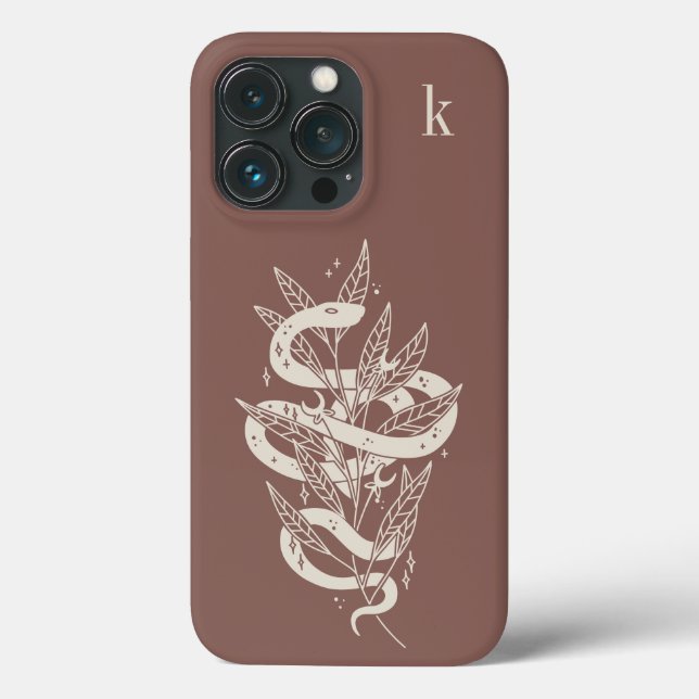 Mystical Botanical Snake Illustration Monogram Case-Mate iPhone Case (Back)
