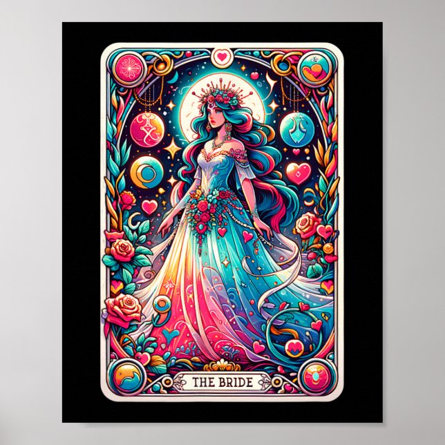 Mystical Bride Tarot Card Enchanting Wedding Artwo Poster (Front)