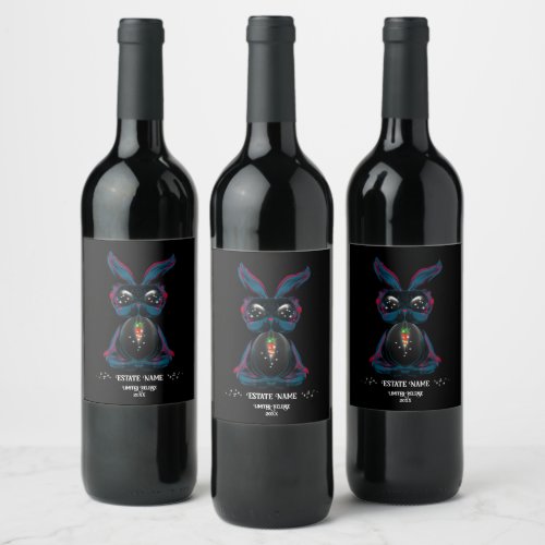 Mystical Bunny With Starlight Eyes Wine Label