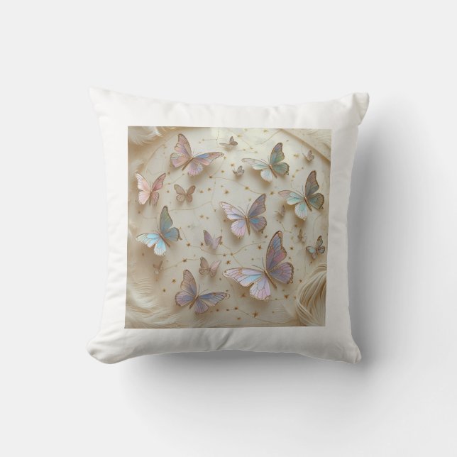 Mystical Butterfly Constellation T-Shirt Throw Pillow (Front)
