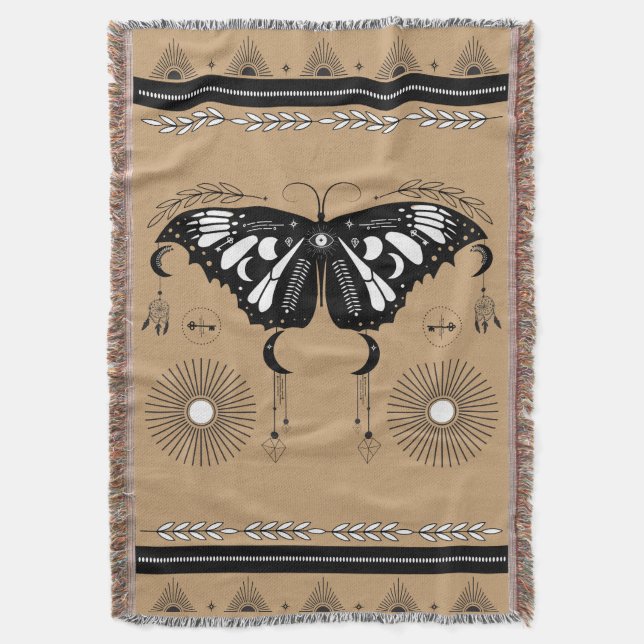Mystical Butterfly Festival Fringe Blanket (Front Vertical)