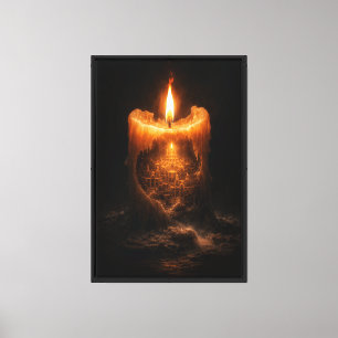 Mystical Candle with Hidden Golden City Canvas Print