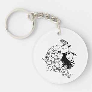 Mystical Cat and Moon Keychain