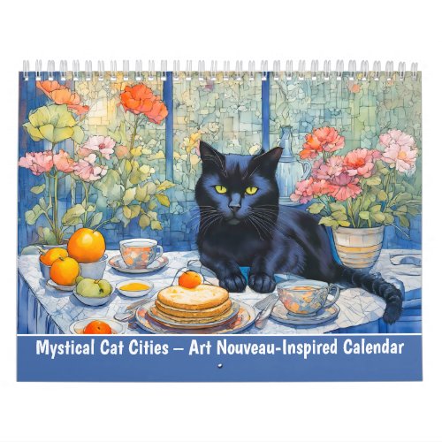 Mystical Cat Cities Art Nouveau-Inspired Calendar