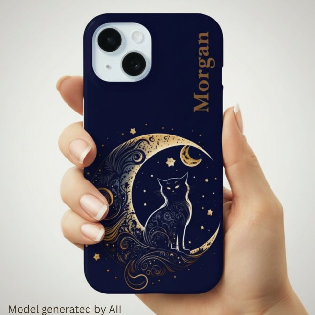 Mystical Cat Moon - Personalized Celestial Gift Case-Mate iPhone Case (Creator Uploaded)