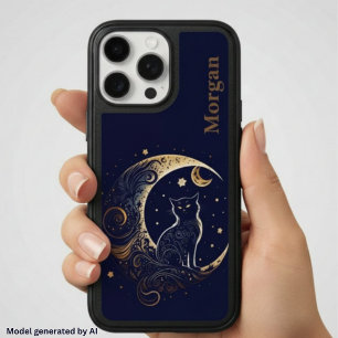 Mystical Cat Moon - Personalized Celestial Gift iPhone 16 Pro Max Case