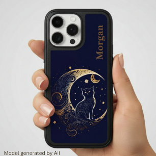 Mystical Cat Moon - Personalized Celestial Gift iPhone 16 Pro Max Case