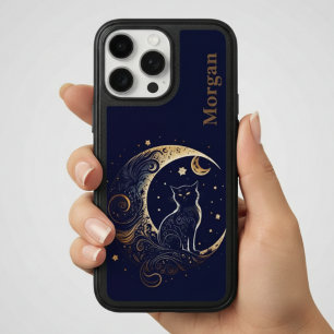 Mystical Cat Moon - Personalized Celestial Gift iPhone 16 Pro Max Case