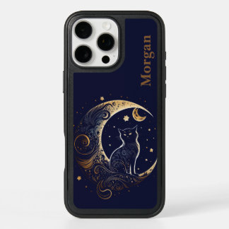 Mystical Cat Moon - Personalized Celestial Gift iPhone 16 Pro Max Case