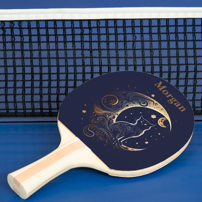 Mystical Cat Moon - Personalized Celestial Gift Ping Pong Paddle (Insitu)