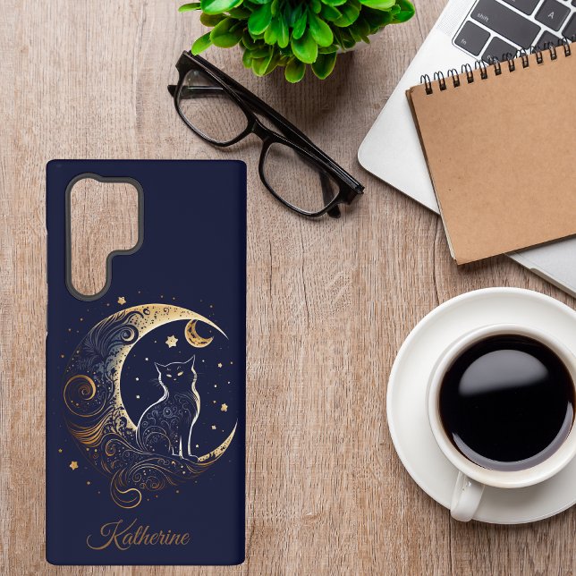 Mystical Cat Moon - Personalized Celestial Gift Samsung Galaxy Case (Creator Uploaded)