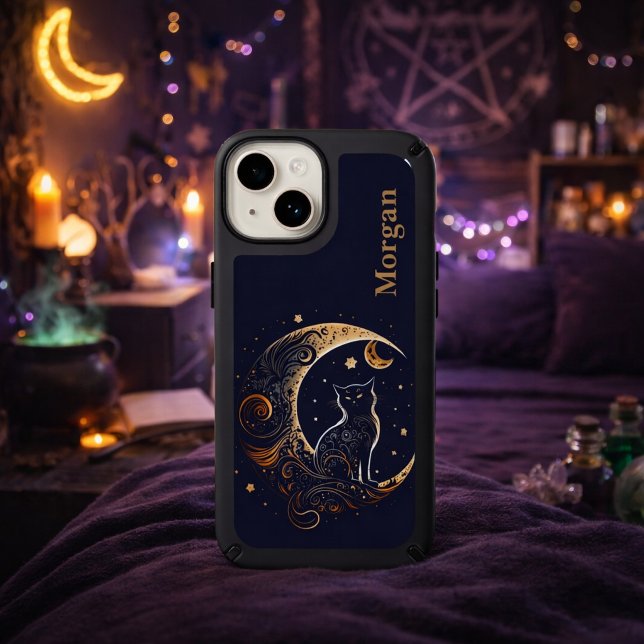 Mystical Cat Moon - Personalized Celestial Gift Speck iPhone Case (Creator Uploaded)