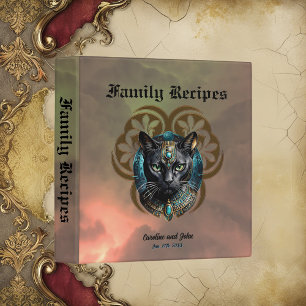 Mystical cat of Egypt, black as night 3 Ring Binder