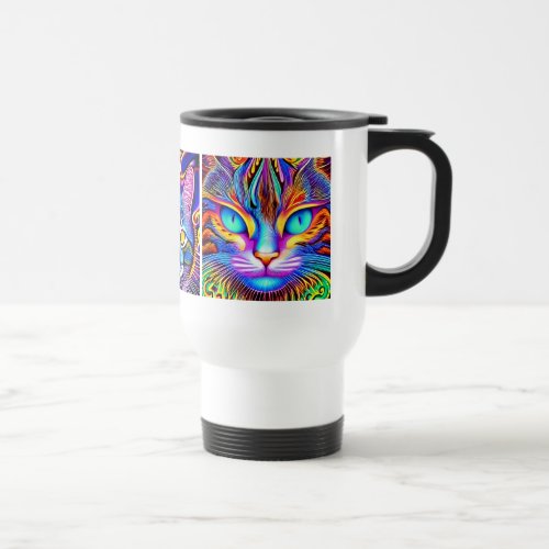 Mystical Cat  Psychedelic Art  Travel Mug