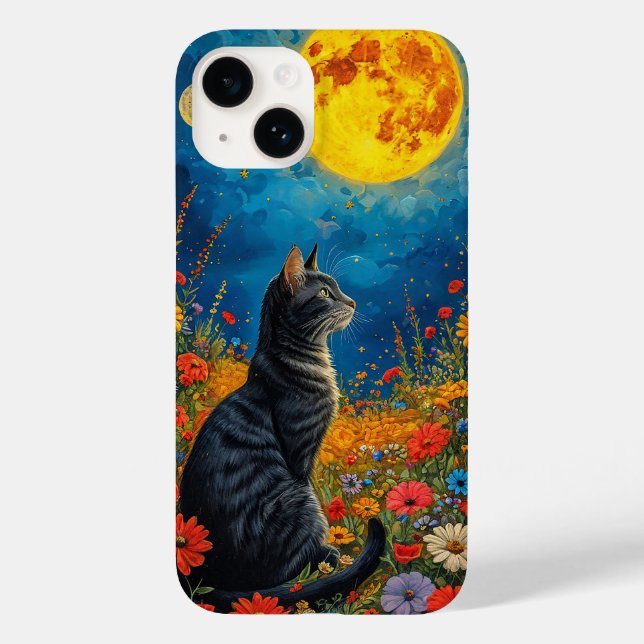 Mystical cat under moon aesthetic celestial night  Case-Mate iPhone case (Back)