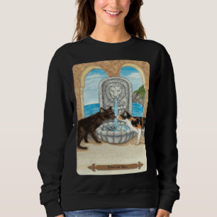Mystical Cats Two of Sea Tarot Card Blackcraft Hal Sweatshirt