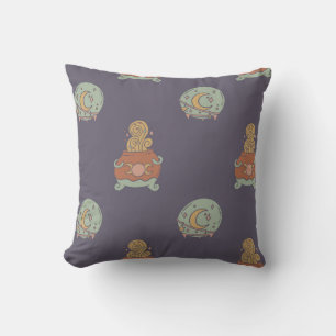 Mystical Cauldron and Crystal Ball Pattern Throw Pillow