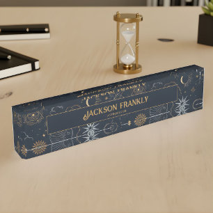 Mystical Celestial Astrology Business Custom Offic Desk Name Plate