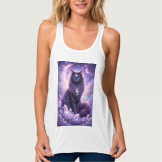 Mystical Celestial Cat Moon Galaxy Fantasy Magical Tank Top