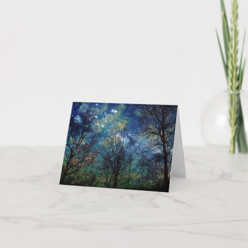 Mystical Celestial Forest Stars Nature Note Card