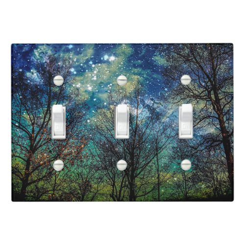 Mystical Celestial Forest Triple Light Switch Cover