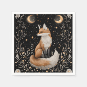 Mystical Celestial Fox and Flowers Napkins