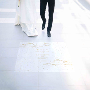 Mystical Celestial Gold Moon Clouds Wedding Floor Decals